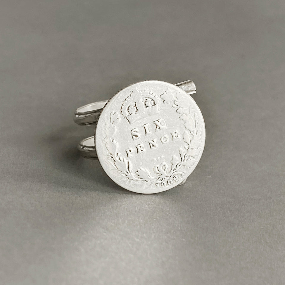 Silver Sixpence Ring made by Morven Mulgrew