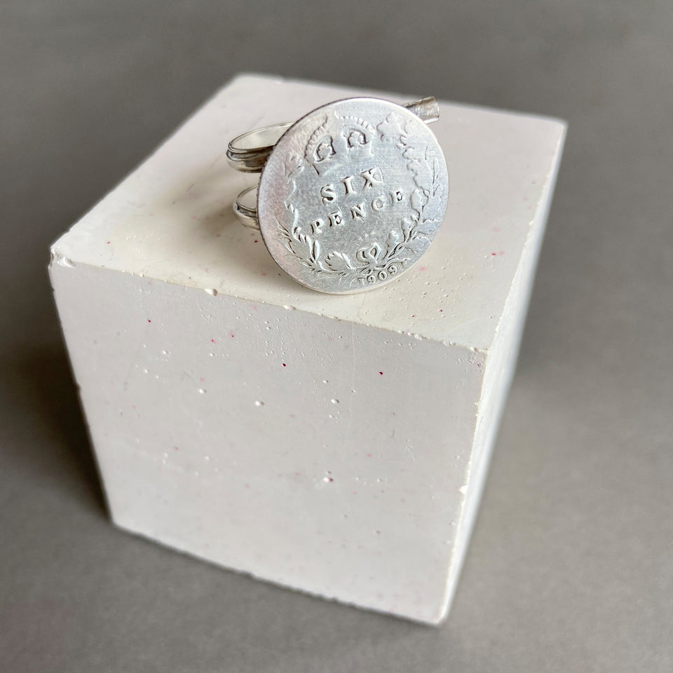 Silver Sixpence Ring made by Morven Mulgrew